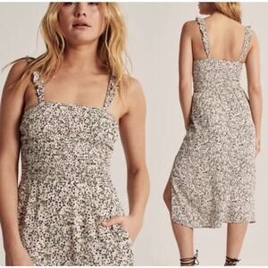 Abercrombie & Fitch XL Dress Floral Smocked Ruffle Strappy Midi Cottagecore